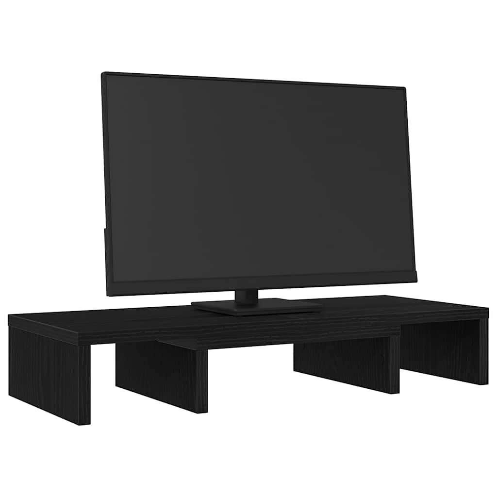 vidaXL Monitorständer Verstellbar Schwarz Eichen-Optik 60x24x10,5 cm