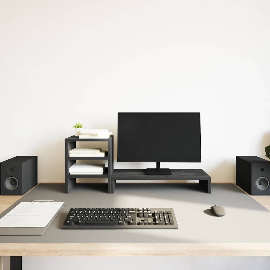 vidaXL Monitorständer mit Schreibtisch-Organizer Schwarz Eichen-Optik