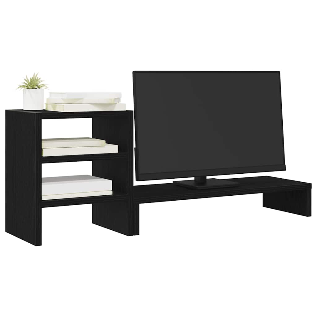 vidaXL Monitorständer mit Schreibtisch-Organizer Schwarz Eichen-Optik