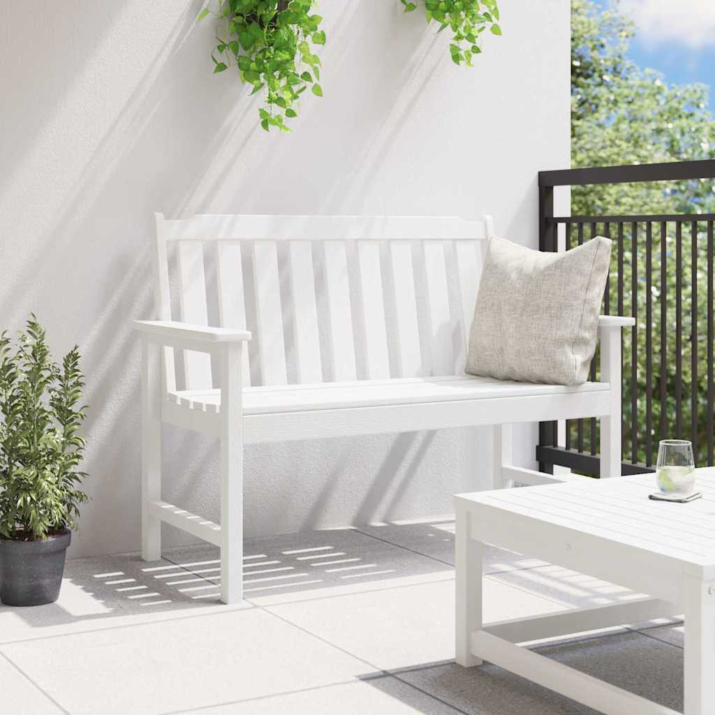 vidaXL Gartenbank Weiß 120 x 59 x 88 cm HDPE