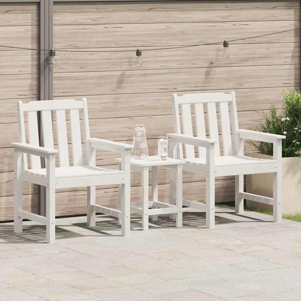 vidaXL Garten-Esszimmerstuhl 2 pcs Weiß 65,5 x 59 x 88 cm HDPE