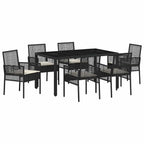 vidaXL Garten Essgruppe 7 pcs Schwarz Poly-Rattan