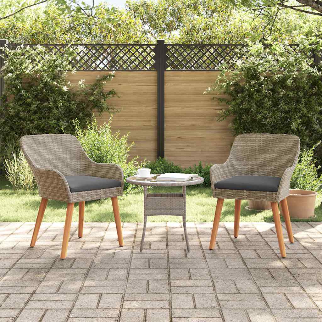 vidaXL Gartenstuhl 2 pcs Schwarz 62,5 x 55 x 82 cm Poly-Rattan