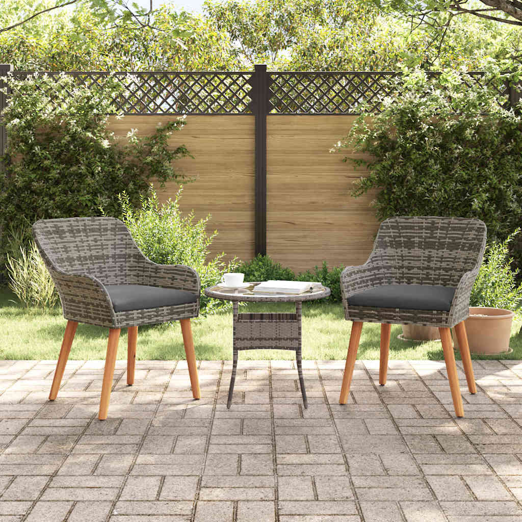 vidaXL Gartenstuhl mit Kissen 2 pcs Grau 62,5 x 55 x 82 cm Poly-Rattan