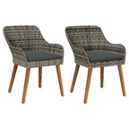 vidaXL Gartenstuhl mit Kissen 2 pcs Grau 62,5 x 55 x 82 cm Poly-Rattan