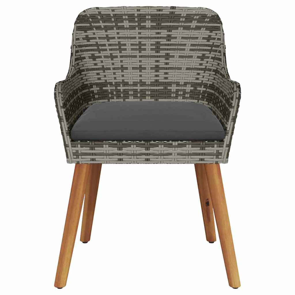vidaXL Gartenstuhl mit Kissen 2 pcs Grau 62,5 x 55 x 82 cm Poly-Rattan