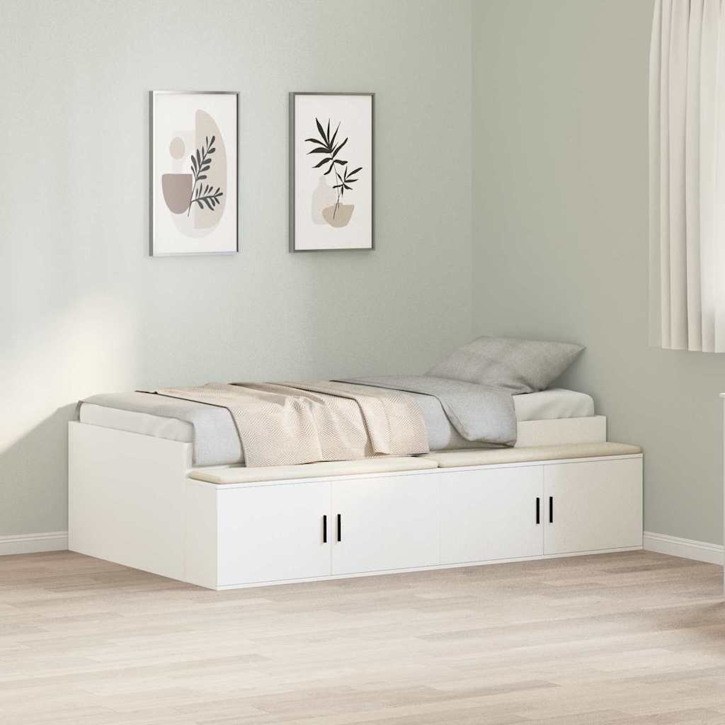 vidaXL Bettrahmen mit Schubladen Weiß 90 x 200 cm Holzwerkstoff