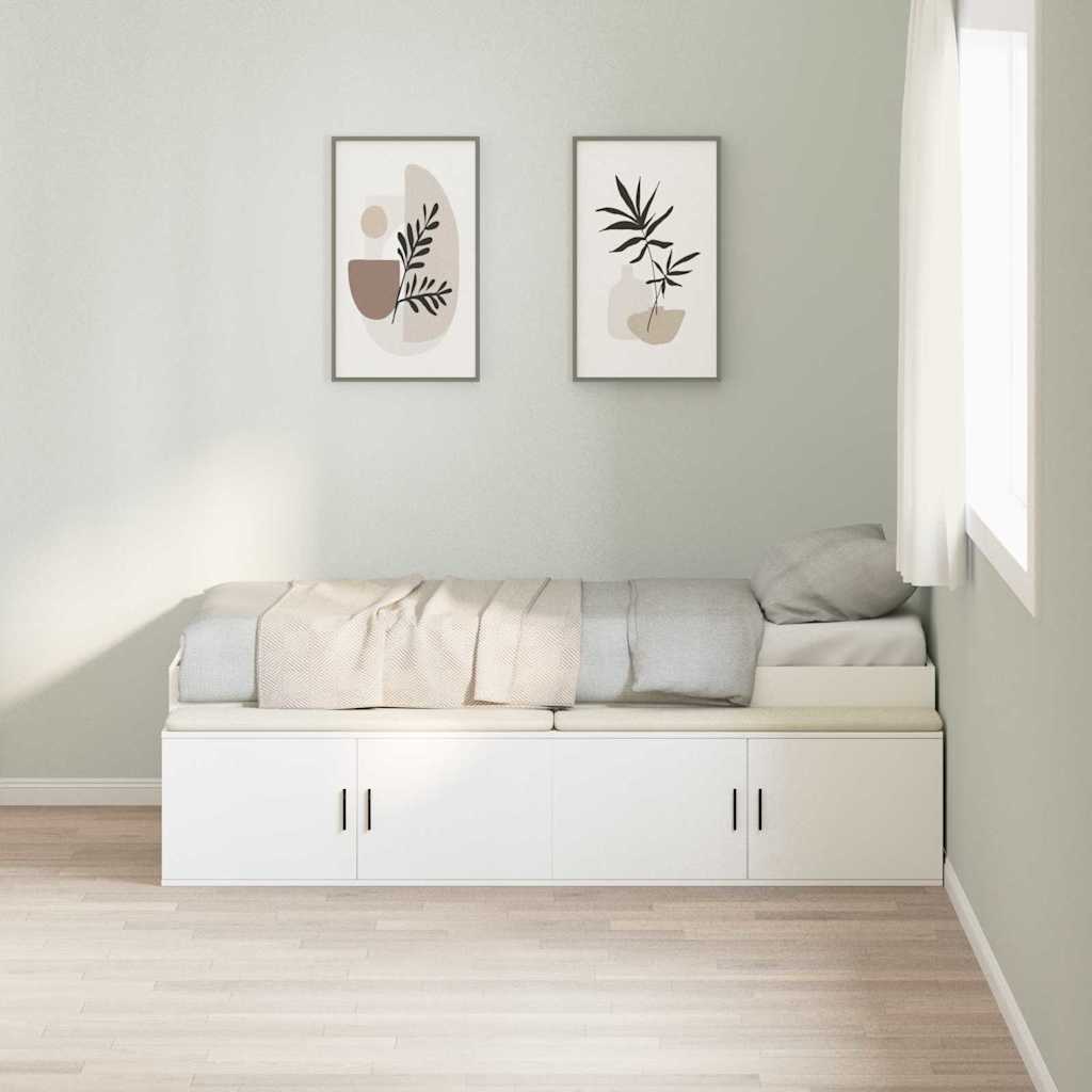 vidaXL Bettrahmen mit Schubladen Weiß 90 x 200 cm Holzwerkstoff