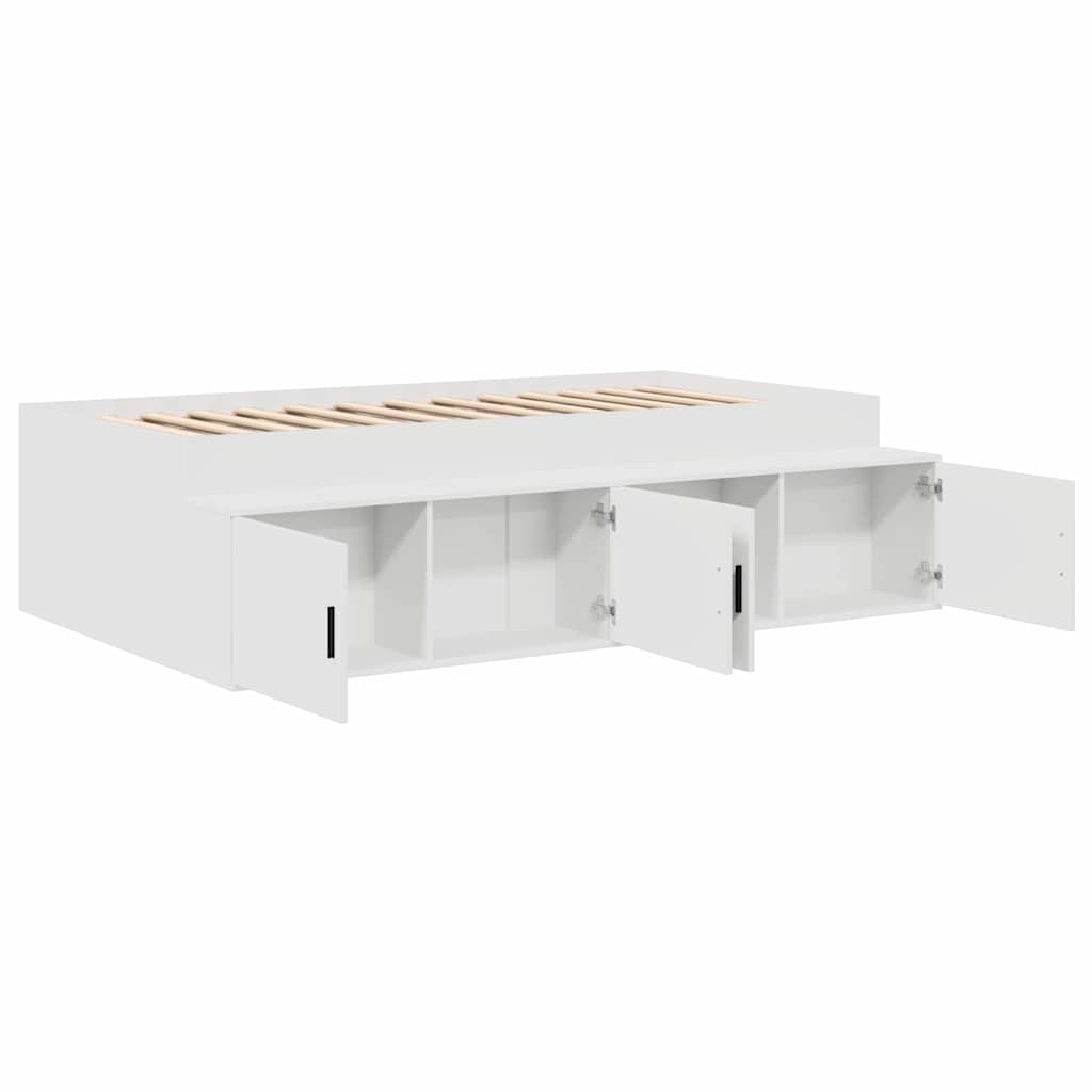 vidaXL Bettrahmen mit Schubladen Weiß 90 x 200 cm Holzwerkstoff