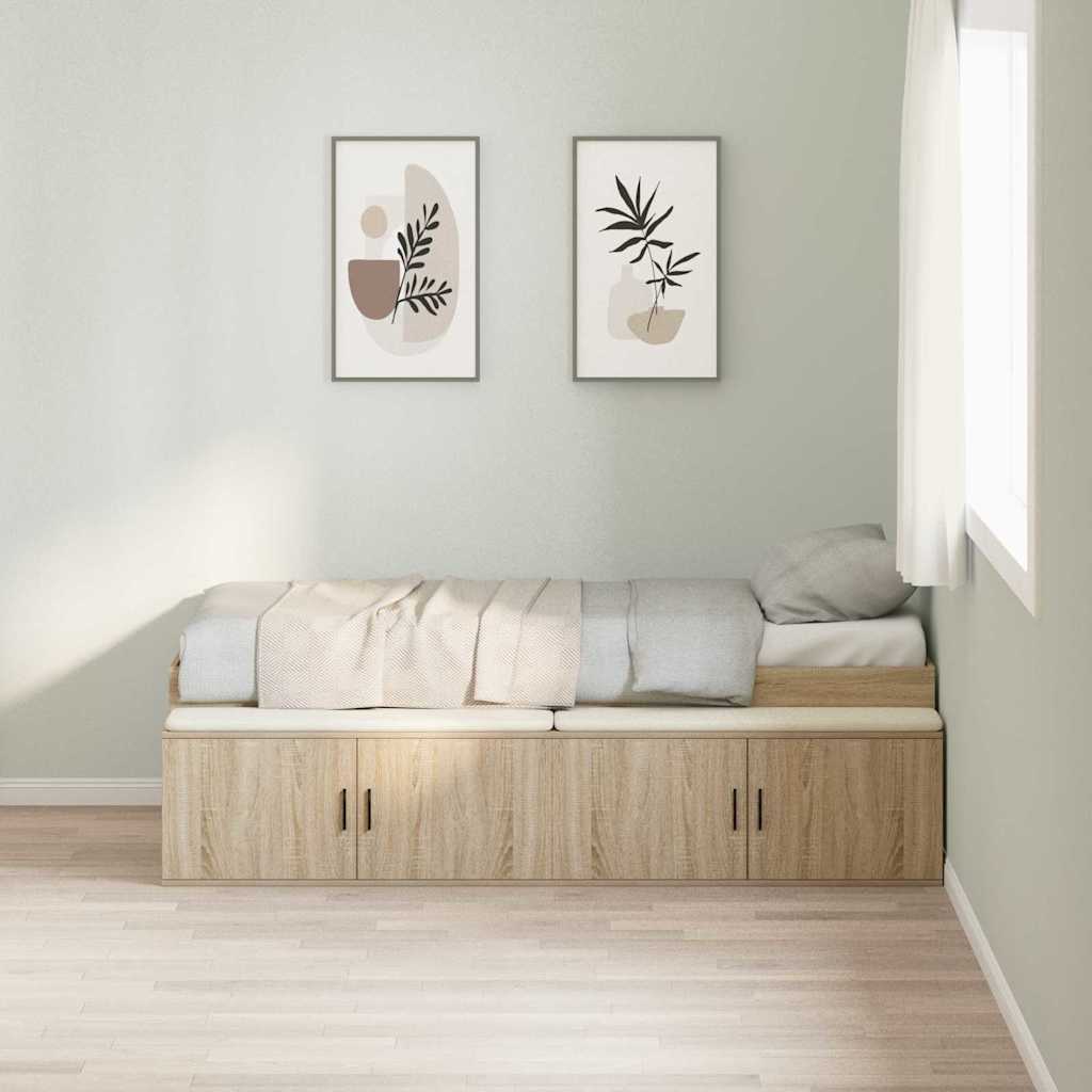 vidaXL Bettrahmen mit Speicher Sonoma-Eiche 90 x 200 cm Holzwerkstoff