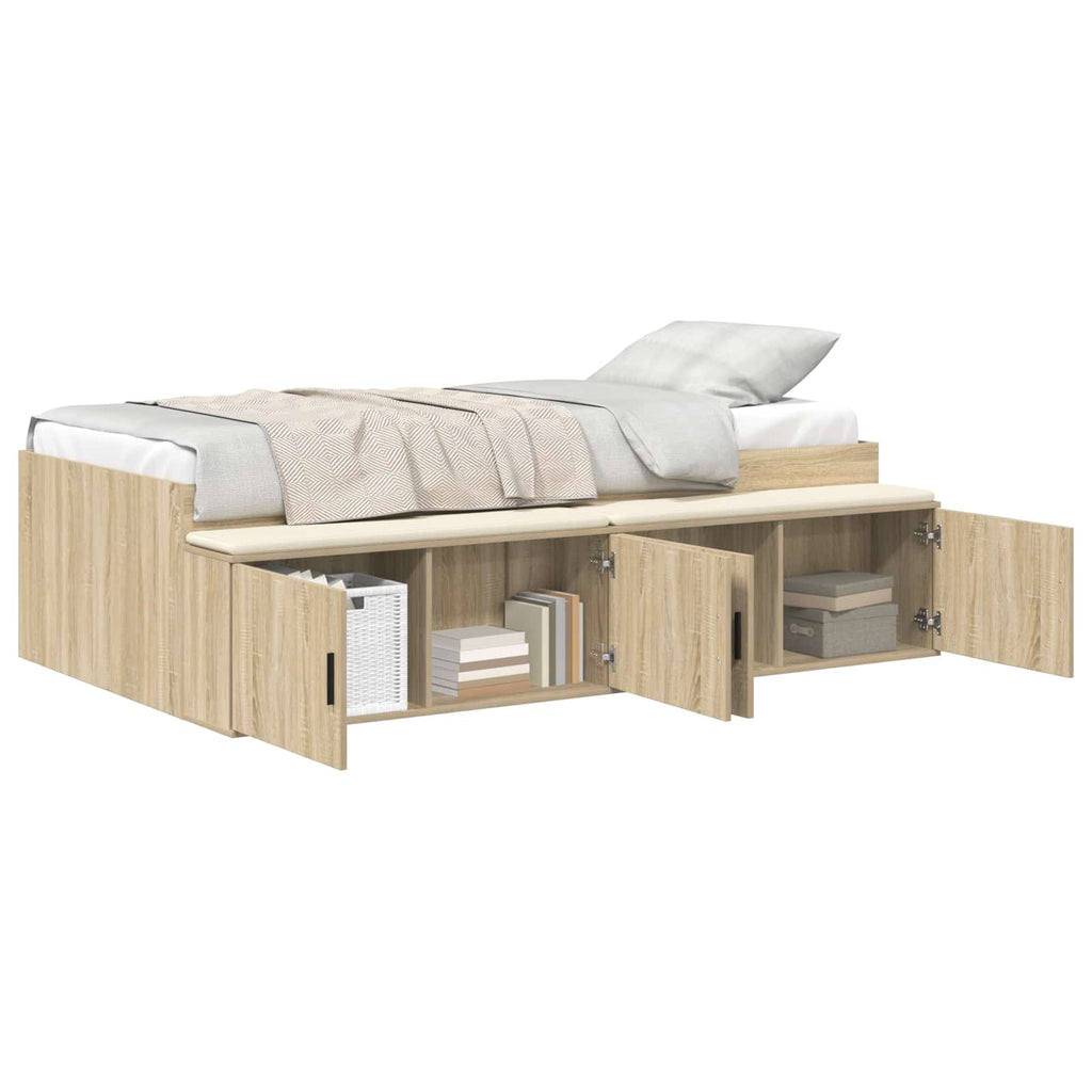 vidaXL Bettrahmen mit Speicher Sonoma-Eiche 90 x 200 cm Holzwerkstoff