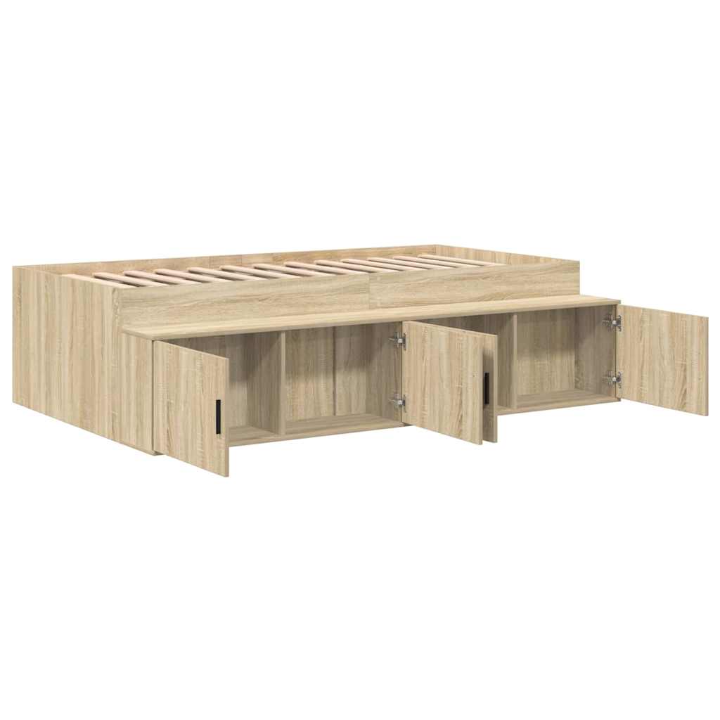 vidaXL Bettrahmen mit Speicher Sonoma-Eiche 90 x 200 cm Holzwerkstoff