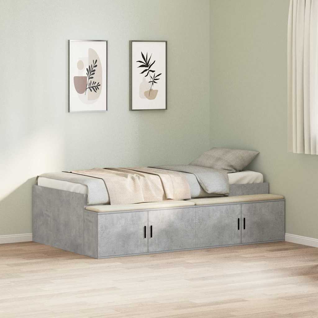 vidaXL Bettrahmen mit Schubladen Beton Grau 90 x 200 cm Holzwerkstoff
