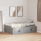 vidaXL Bettrahmen mit Speicher Graues Sonoma 90 x 200 cm Holzwerkstoff