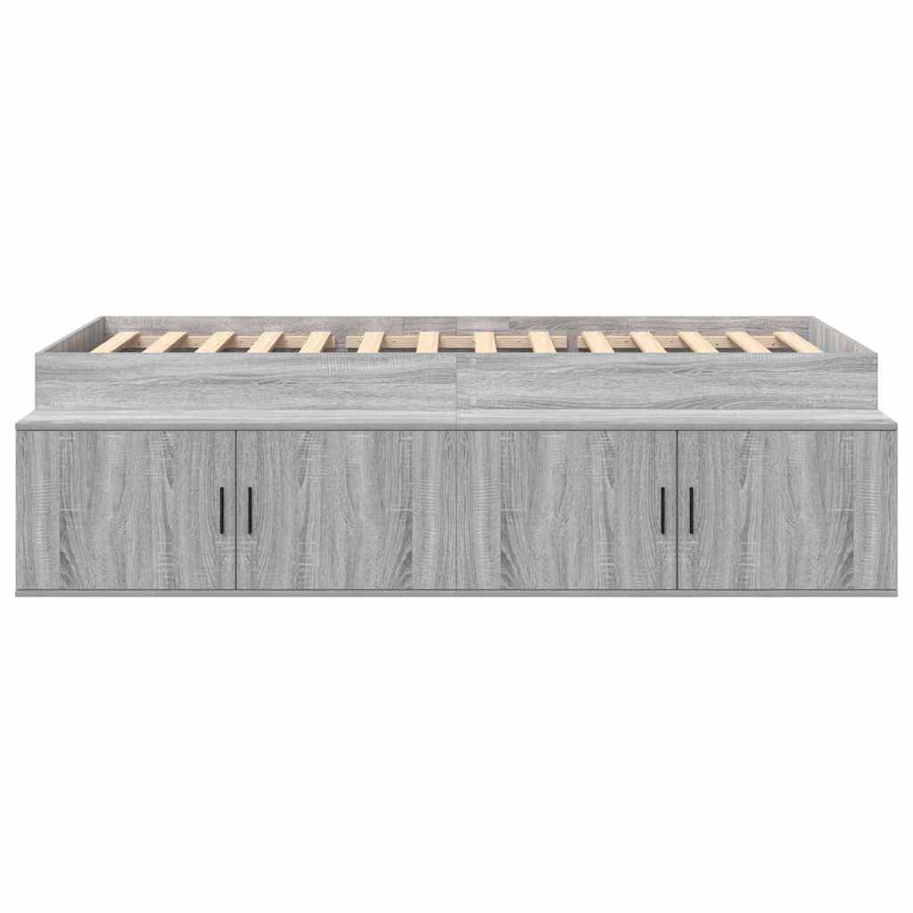 vidaXL Bettrahmen mit Speicher Graues Sonoma 90 x 200 cm Holzwerkstoff