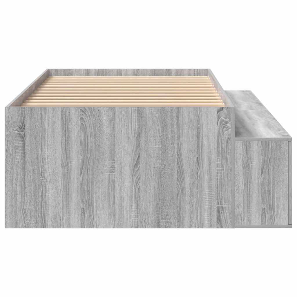 vidaXL Bettrahmen mit Speicher Graues Sonoma 90 x 200 cm Holzwerkstoff