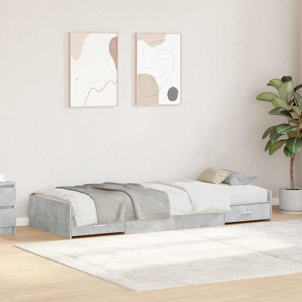vidaXL Bettrahmen mit Kopfteil Beton Grau 98,5 x 200 cm Holzwerkstoff