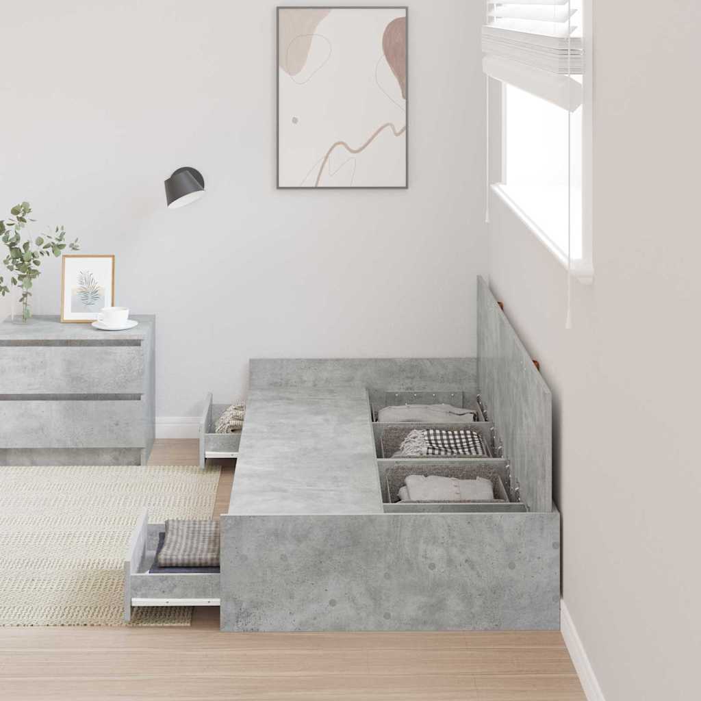 vidaXL Bettrahmen mit Kopfteil Beton Grau 98,5 x 200 cm Holzwerkstoff