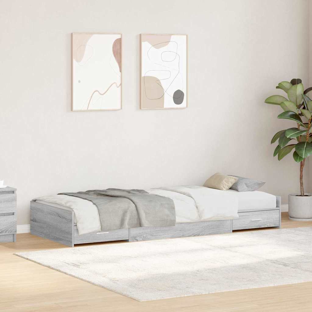 vidaXL Bettrahmen Graues Sonoma 98,5 x 200 cm Holzwerkstoff