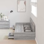 vidaXL Bettrahmen mit Kopfteil Graues Sonoma 90 x 200 cm Holzwerkstoff
