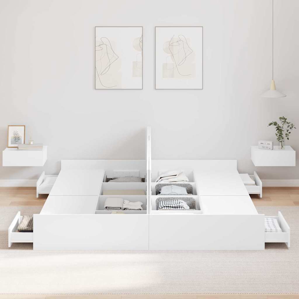 vidaXL Aufbewahrungsbettgestell Weiß 200 x 200 cm Holzwerkstoff