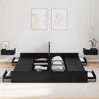 vidaXL Aufbewahrungsbettgestell Schwarz Eichen-Optik 200 x 200 cm