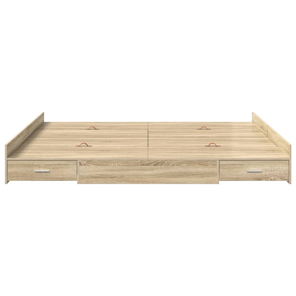 vidaXL Aufbewahrungsbettgestell mit Kopfteil Sonoma-Eiche 200 x 200 cm