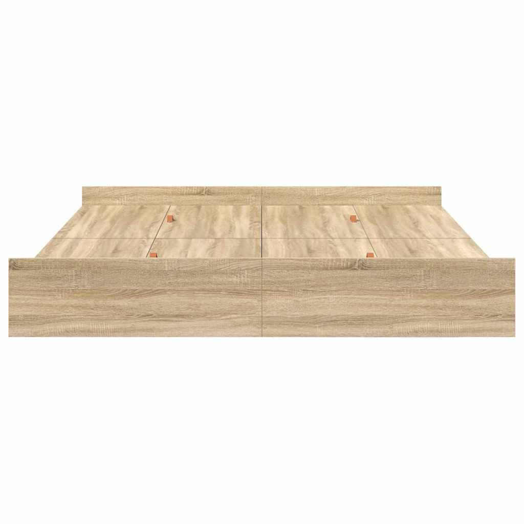 vidaXL Aufbewahrungsbettgestell mit Kopfteil Sonoma-Eiche 200 x 200 cm