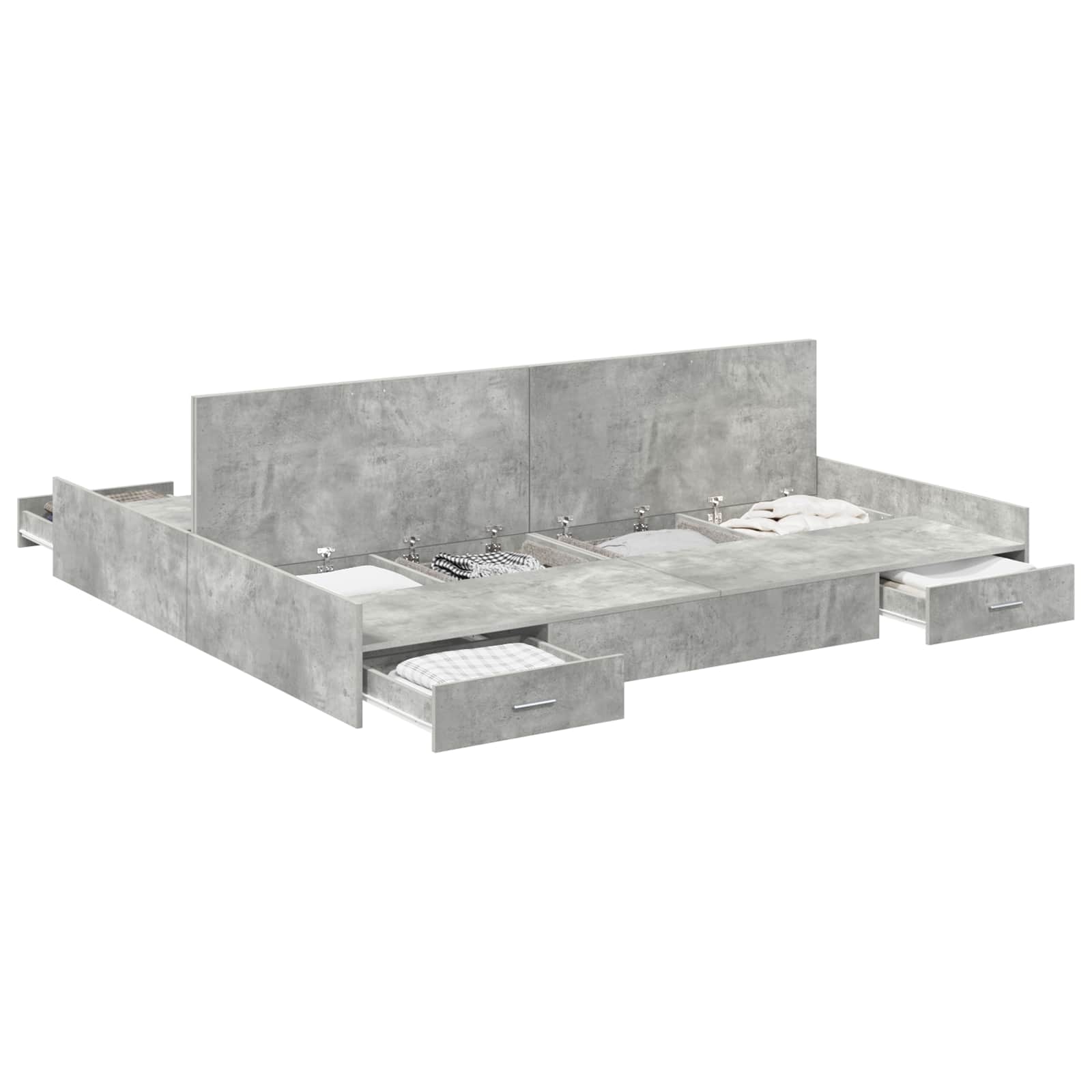 vidaXL Aufbewahrungsbettgestell Beton Grau 200 x 200 cm Holzwerkstoff
