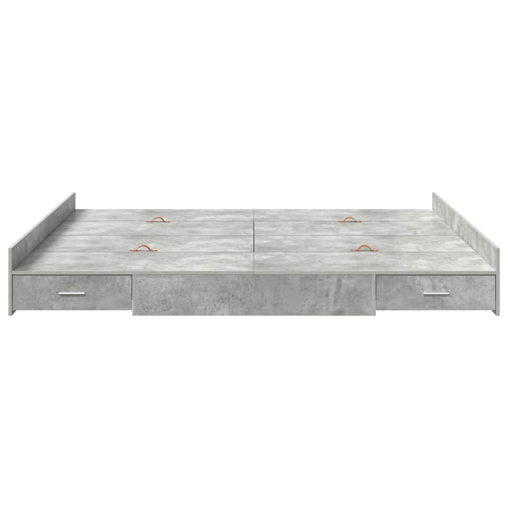 vidaXL Aufbewahrungsbettgestell Beton Grau 200 x 200 cm Holzwerkstoff