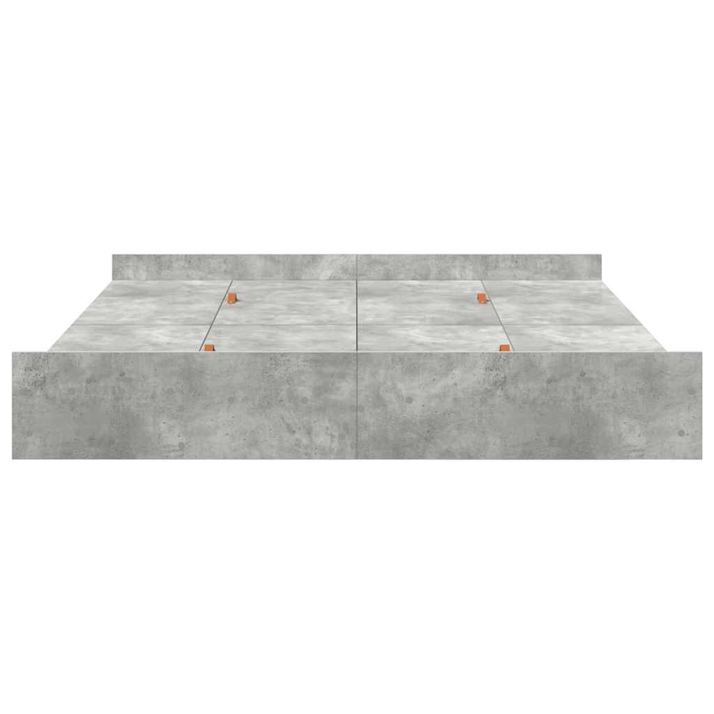 vidaXL Aufbewahrungsbettgestell Beton Grau 200 x 200 cm Holzwerkstoff
