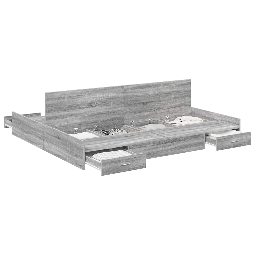 vidaXL Aufbewahrungsbettgestell Graues Sonoma 200 x 200 cm