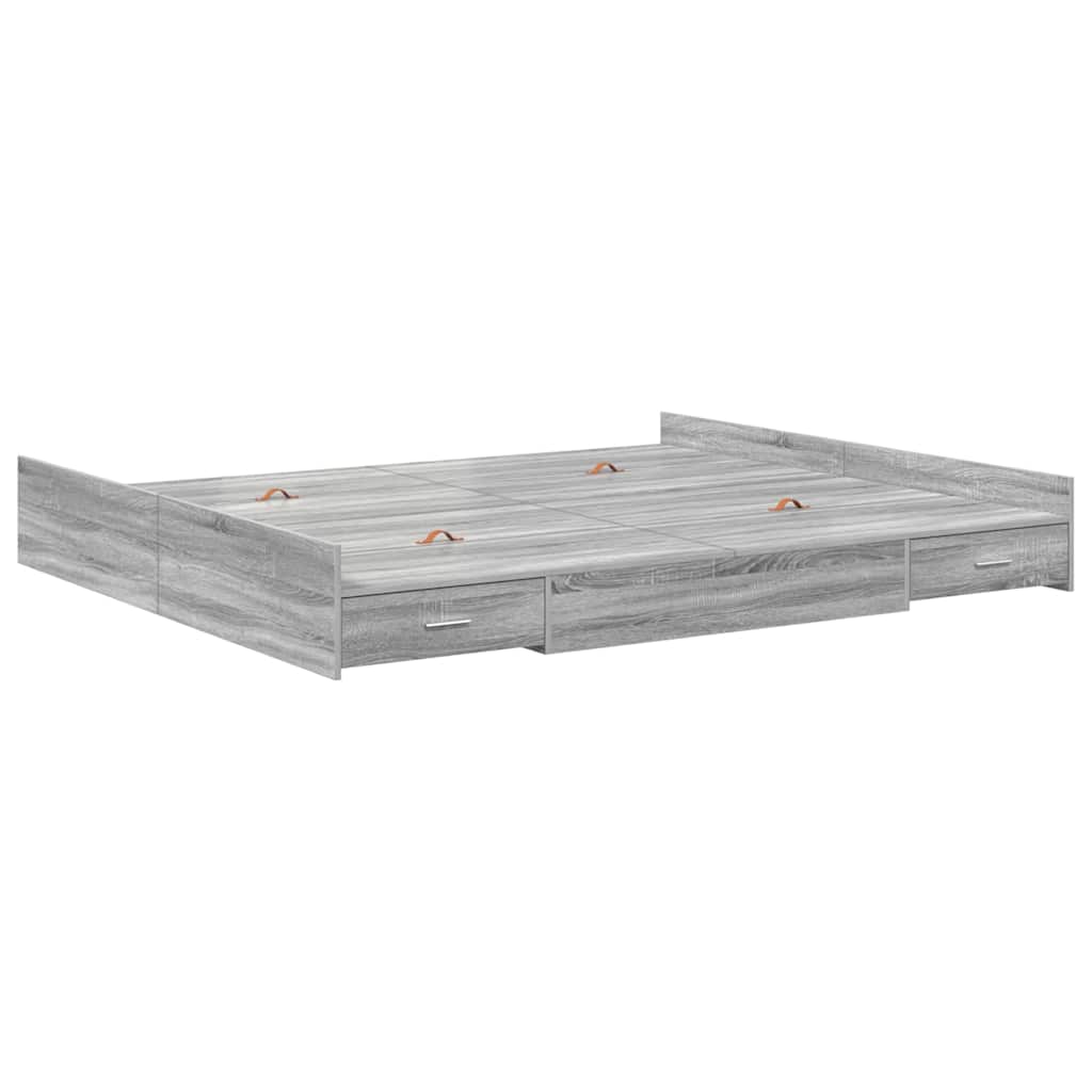 vidaXL Aufbewahrungsbettgestell Graues Sonoma 200 x 200 cm
