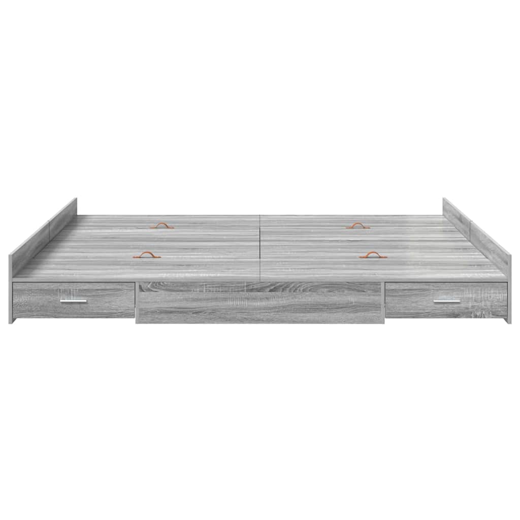 vidaXL Aufbewahrungsbettgestell Graues Sonoma 200 x 200 cm