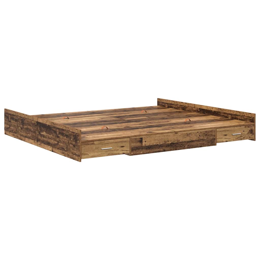vidaXL Aufbewahrungsbettgestell Altholz 200 x 200 cm Holzwerkstoff