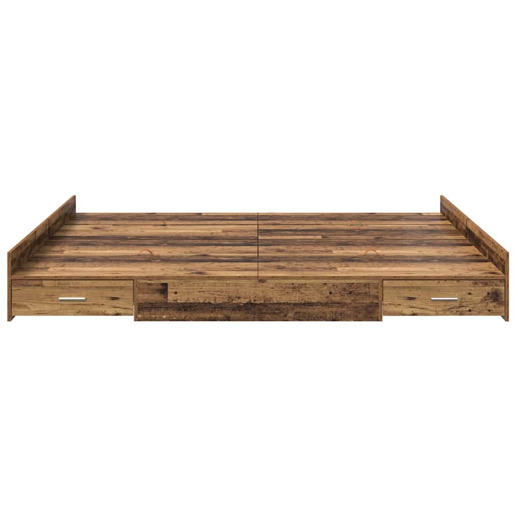 vidaXL Aufbewahrungsbettgestell Altholz 200 x 200 cm Holzwerkstoff
