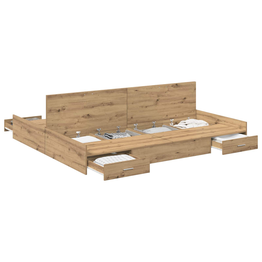 vidaXL Aufbewahrungsbettgestell Artisan-Eiche 200 x 200 cm