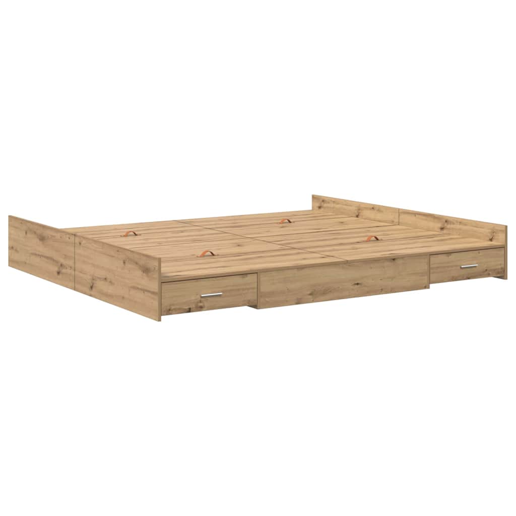 vidaXL Aufbewahrungsbettgestell Artisan-Eiche 200 x 200 cm