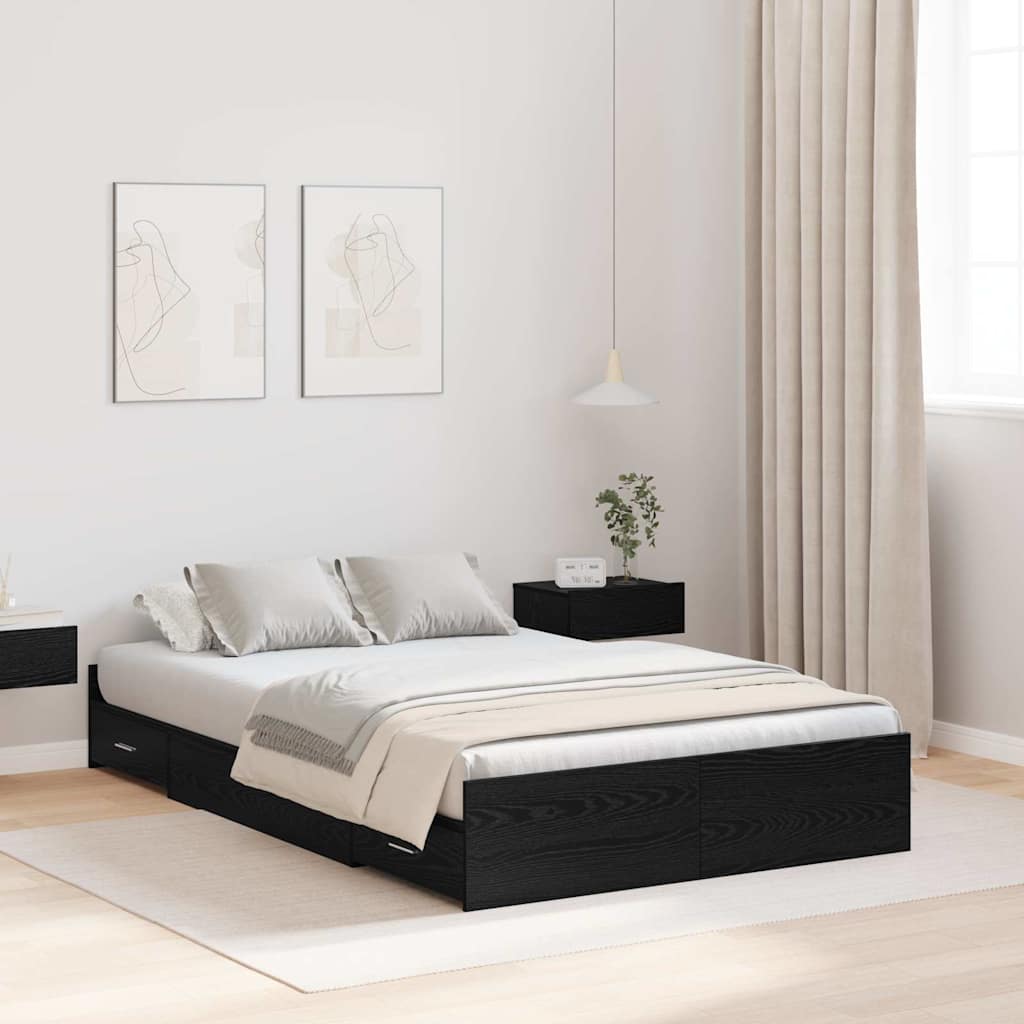 vidaXL Aufbewahrungsbettgestell Schwarz Eichen-Optik 200 x 200 cm