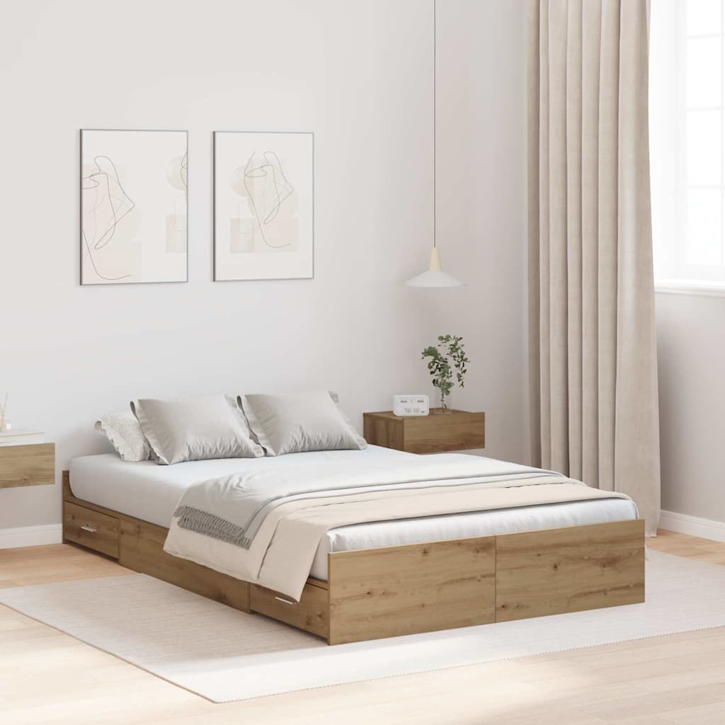 vidaXL Aufbewahrungsbettgestell Artisan-Eiche 200 x 200 cm