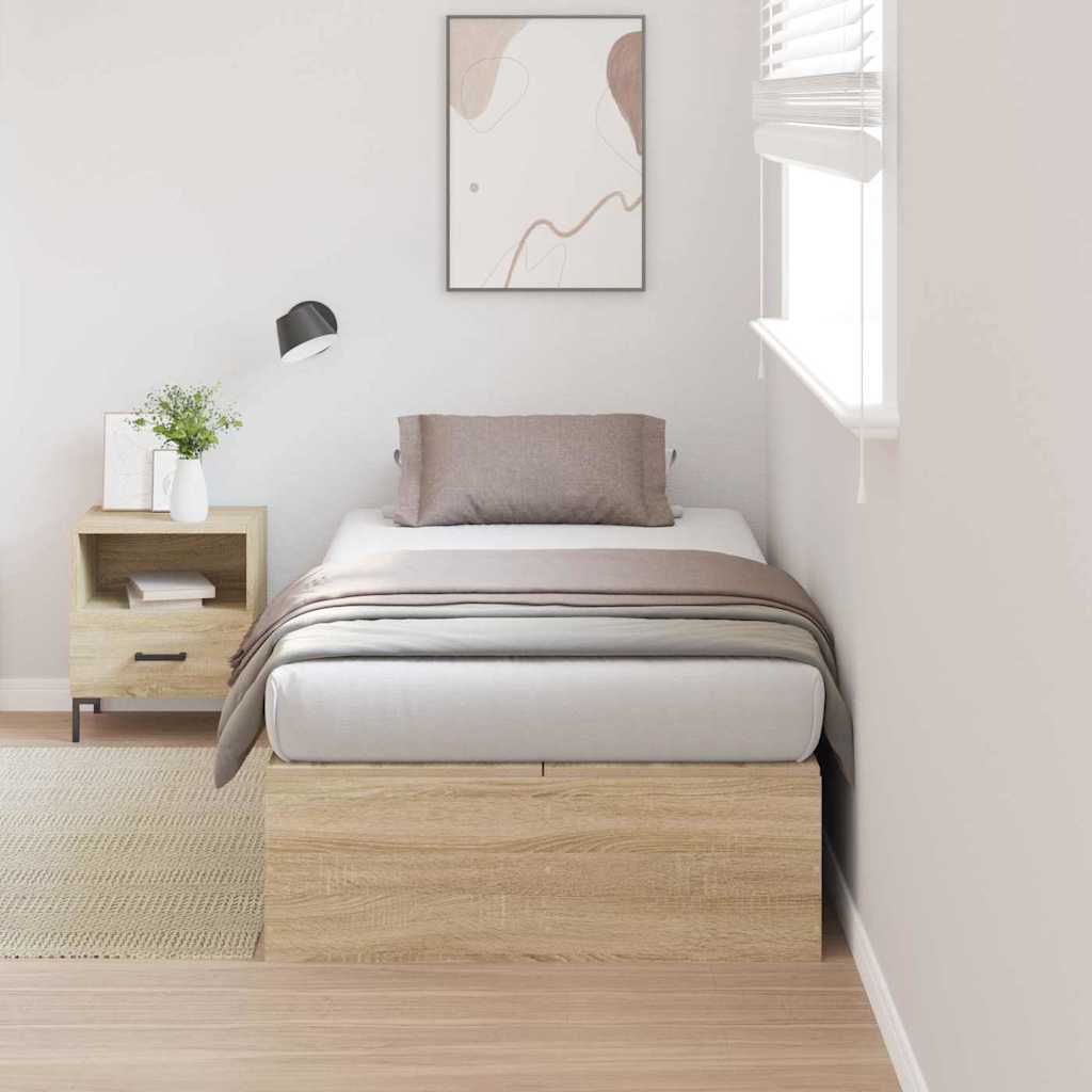 vidaXL Aufbewahrungsbettgestell Sonoma-Eiche 80 x 200 cm Holzwerkstoff