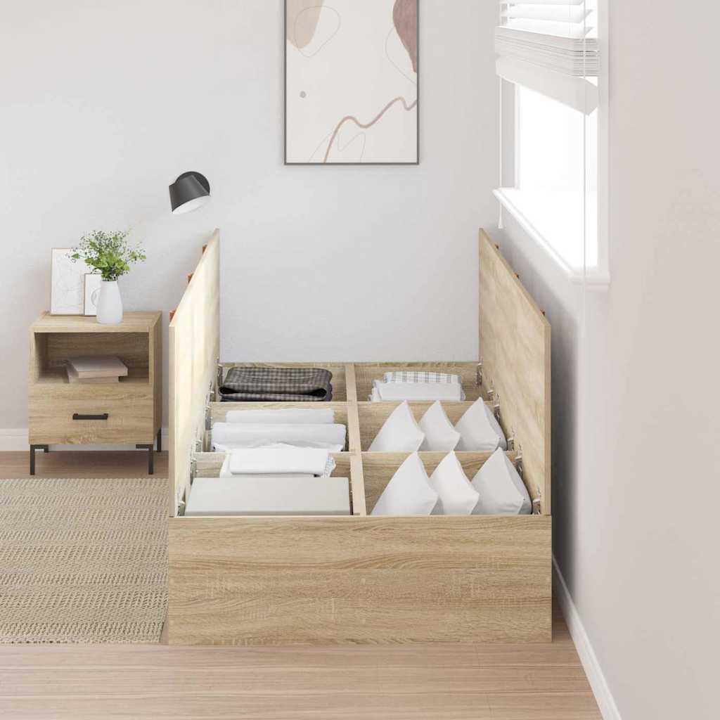 vidaXL Aufbewahrungsbettgestell Sonoma-Eiche 80 x 200 cm Holzwerkstoff