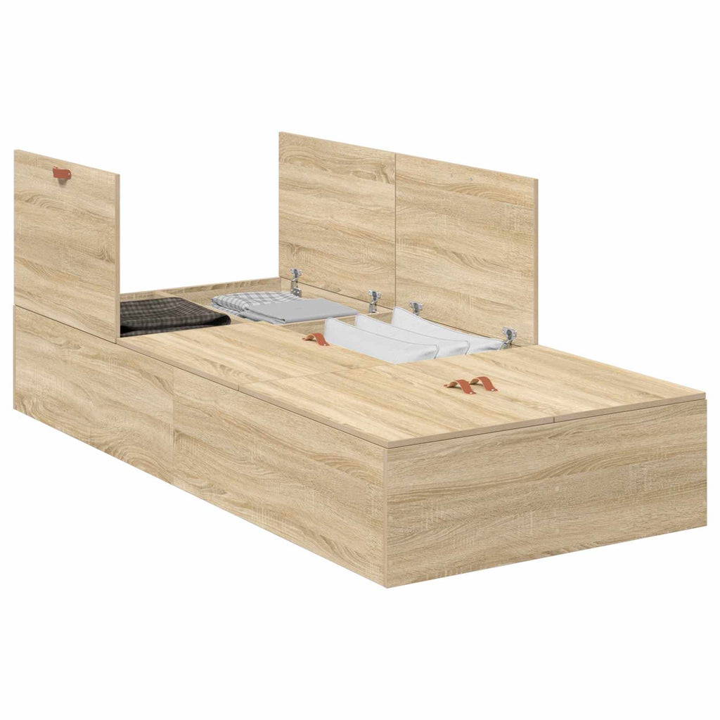 vidaXL Aufbewahrungsbettgestell Sonoma-Eiche 80 x 200 cm Holzwerkstoff