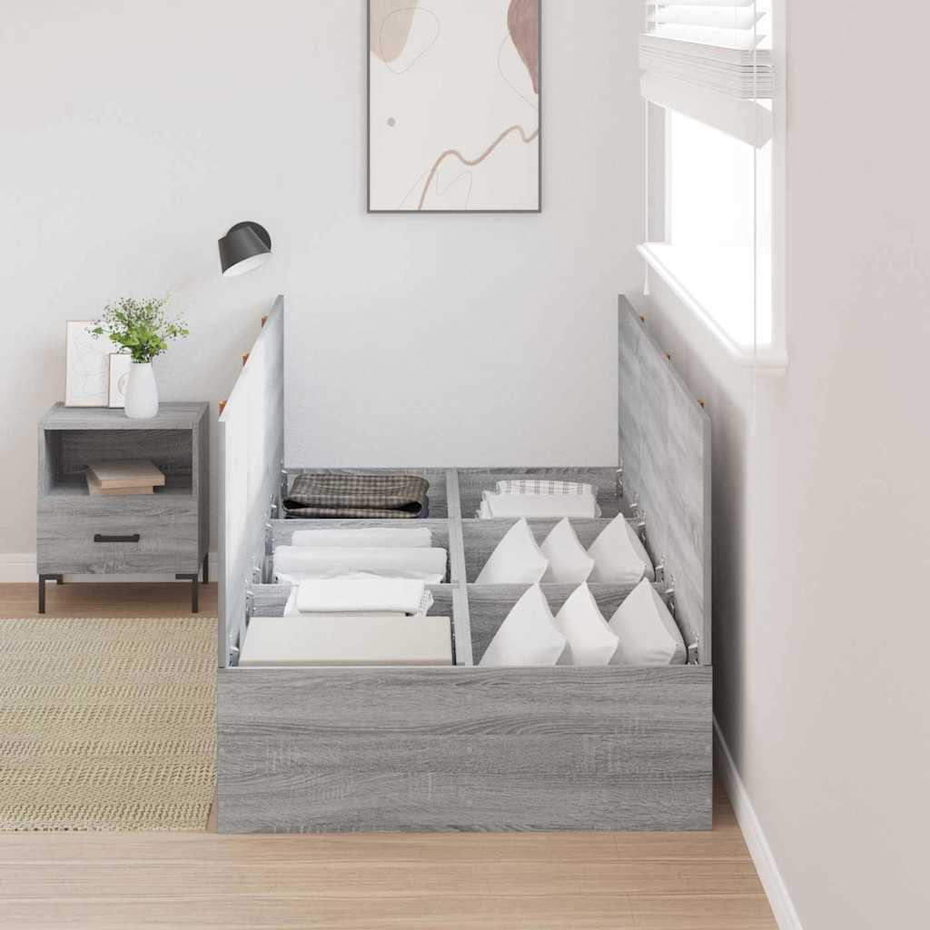 vidaXL Aufbewahrungsbettgestell mit Speicher Graues Sonoma 80 x 200 cm