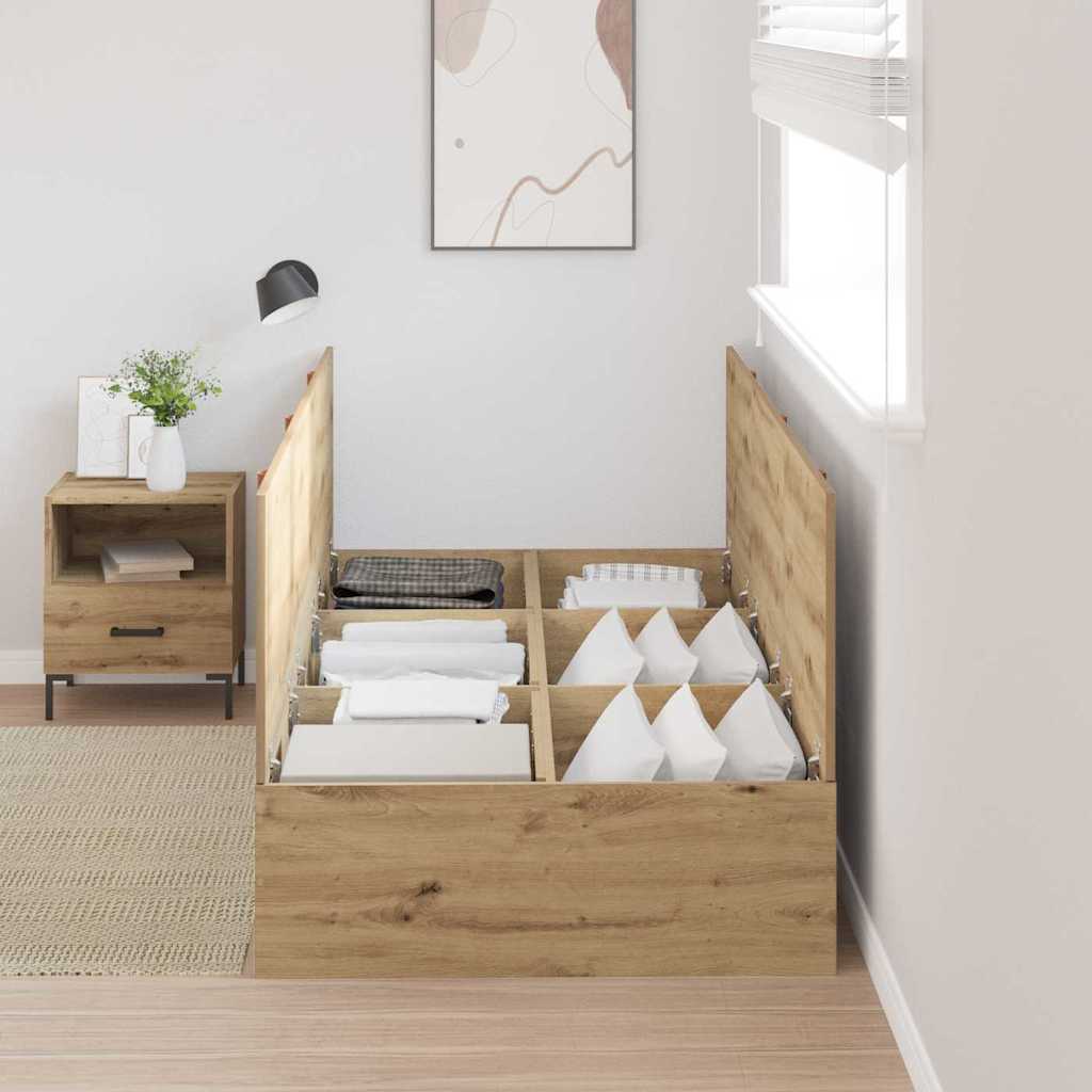 vidaXL Aufbewahrungsbettgestell mit Speicher Artisan-Eiche 90 x 200 cm