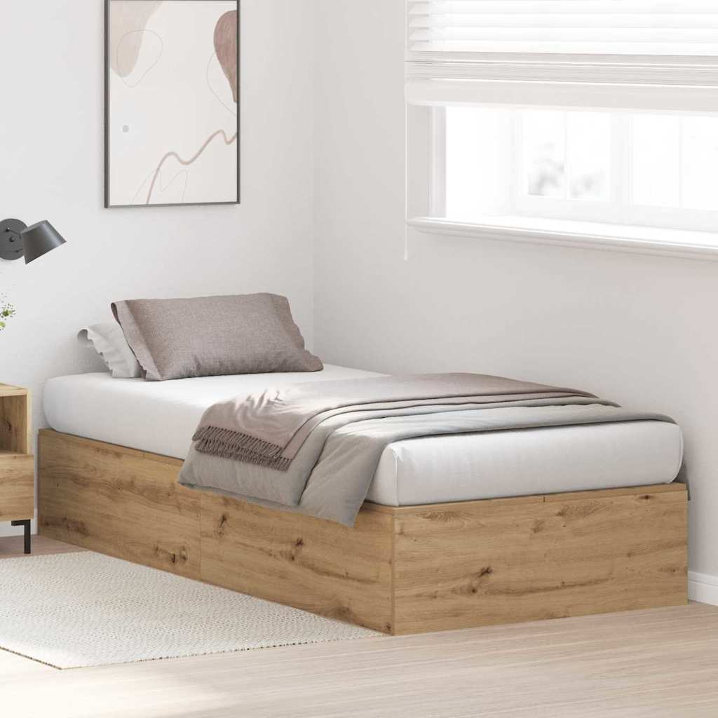 vidaXL Aufbewahrungsbettgestell mit Speicher Artisan-Eiche 90 x 200 cm