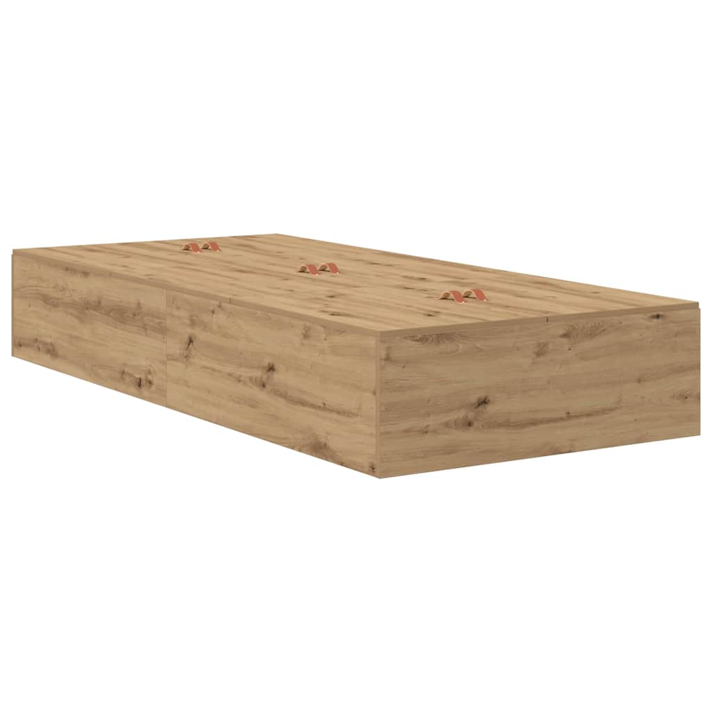 vidaXL Aufbewahrungsbettgestell mit Speicher Artisan-Eiche 90 x 200 cm
