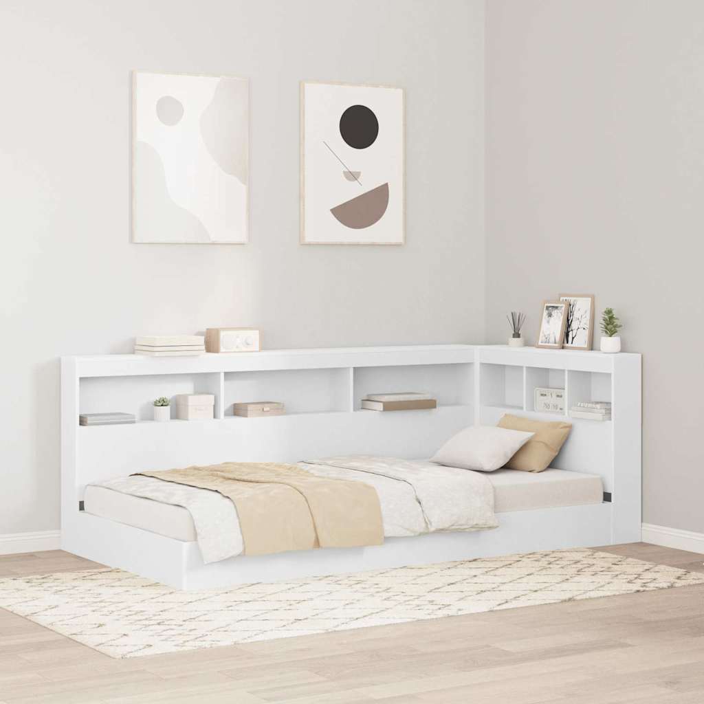 vidaXL Aufbewahrungskopfteil mit Regal Weiß 80 cm Holzwerkstoff