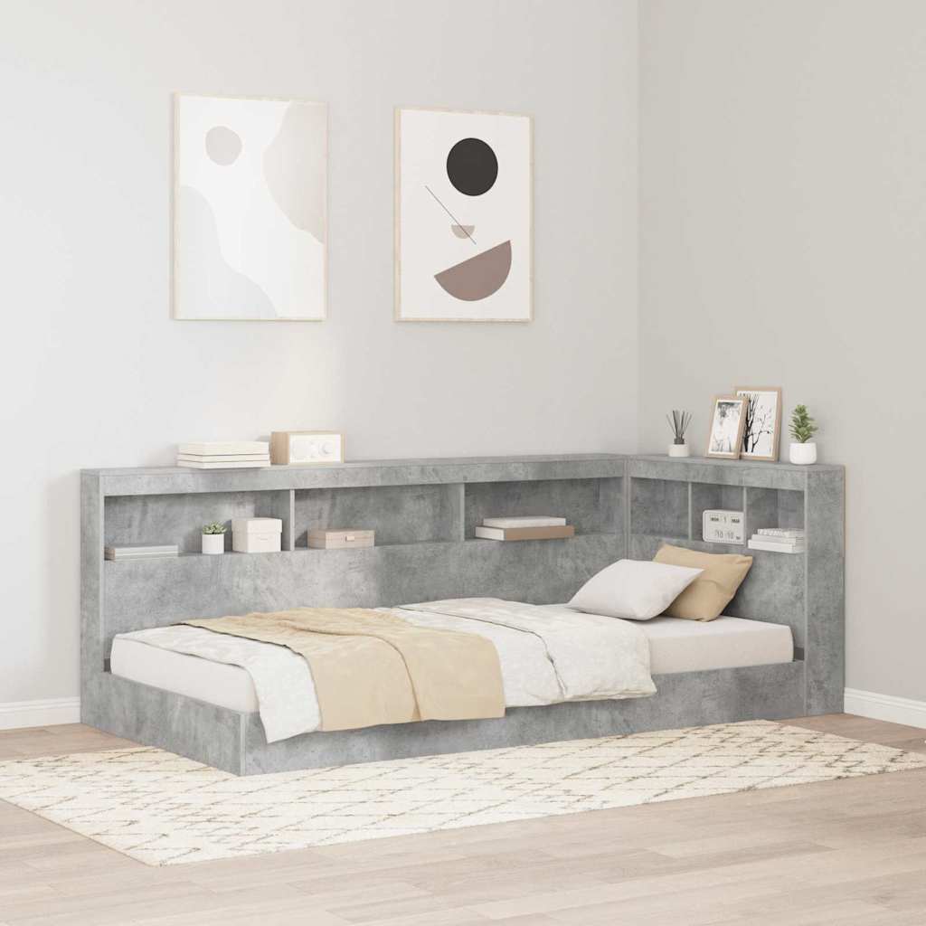 vidaXL Aufbewahrungskopfteil mit Regal Beton Grau 80 cm Holzwerkstoff
