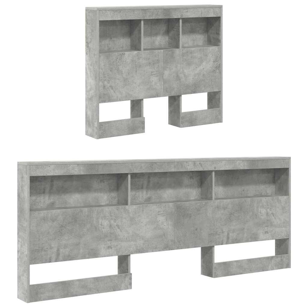 vidaXL Aufbewahrungskopfteil mit Regal Beton Grau 80 cm Holzwerkstoff